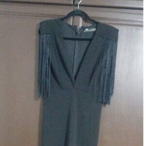 Long Black Formal Dress, Deep V-Neck